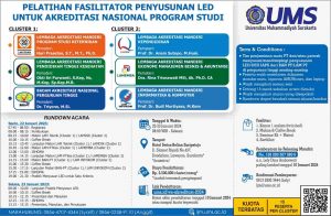 Read more about the article Undangan Pelatihan Fasilitator Penyusunan Laporan Evaluasi Diri (LED) untuk Akreditasi Nasional Program Studi